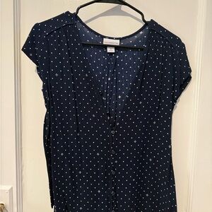 Liz Claiborne Dark Blue Patterned Blouse